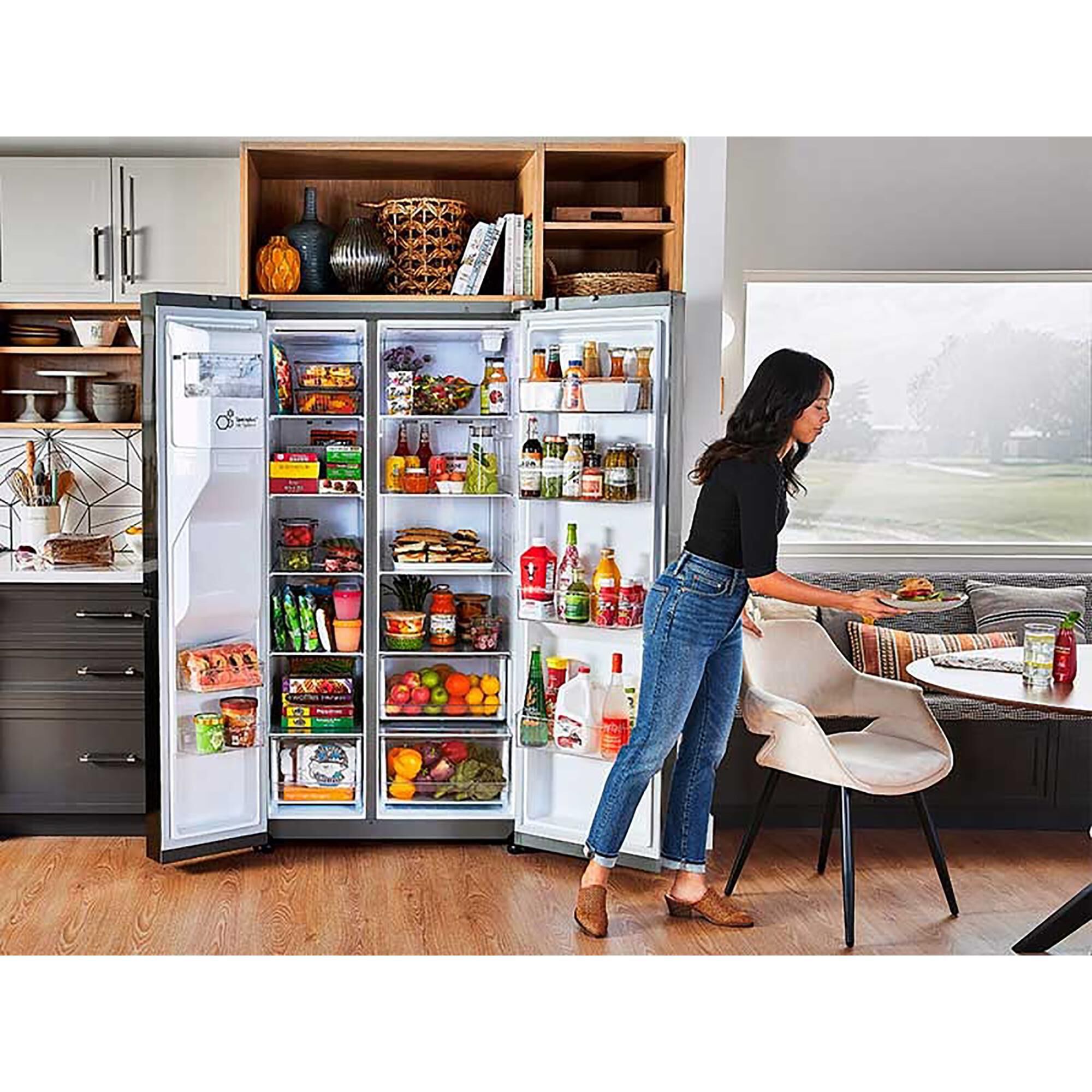 Large refrigerator freezer top side by side