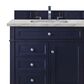 James Martin Vanities Brittany 36" Single Bathroom Vanity in Victory Blue with 3 cm Victorian Silver Quartz Top and Rectangular Sink, , large