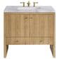 James Martin Vanities Hudson 36" Single Bathroom Vanity in Light Natural Oak with 3 cm Carrara White Marble Top and Rectangular Sink, , large