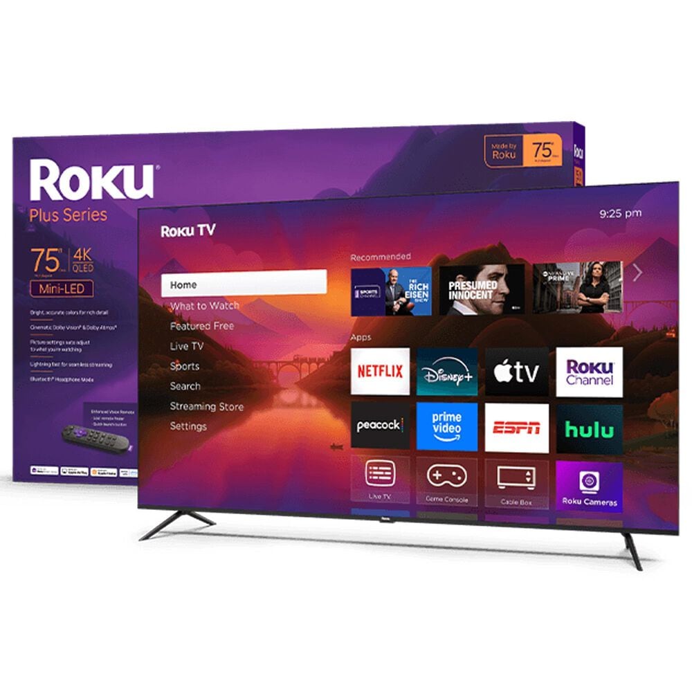 Roku 75" Class Plus Series QLED Mini-LED in Black - Smart TV, , large