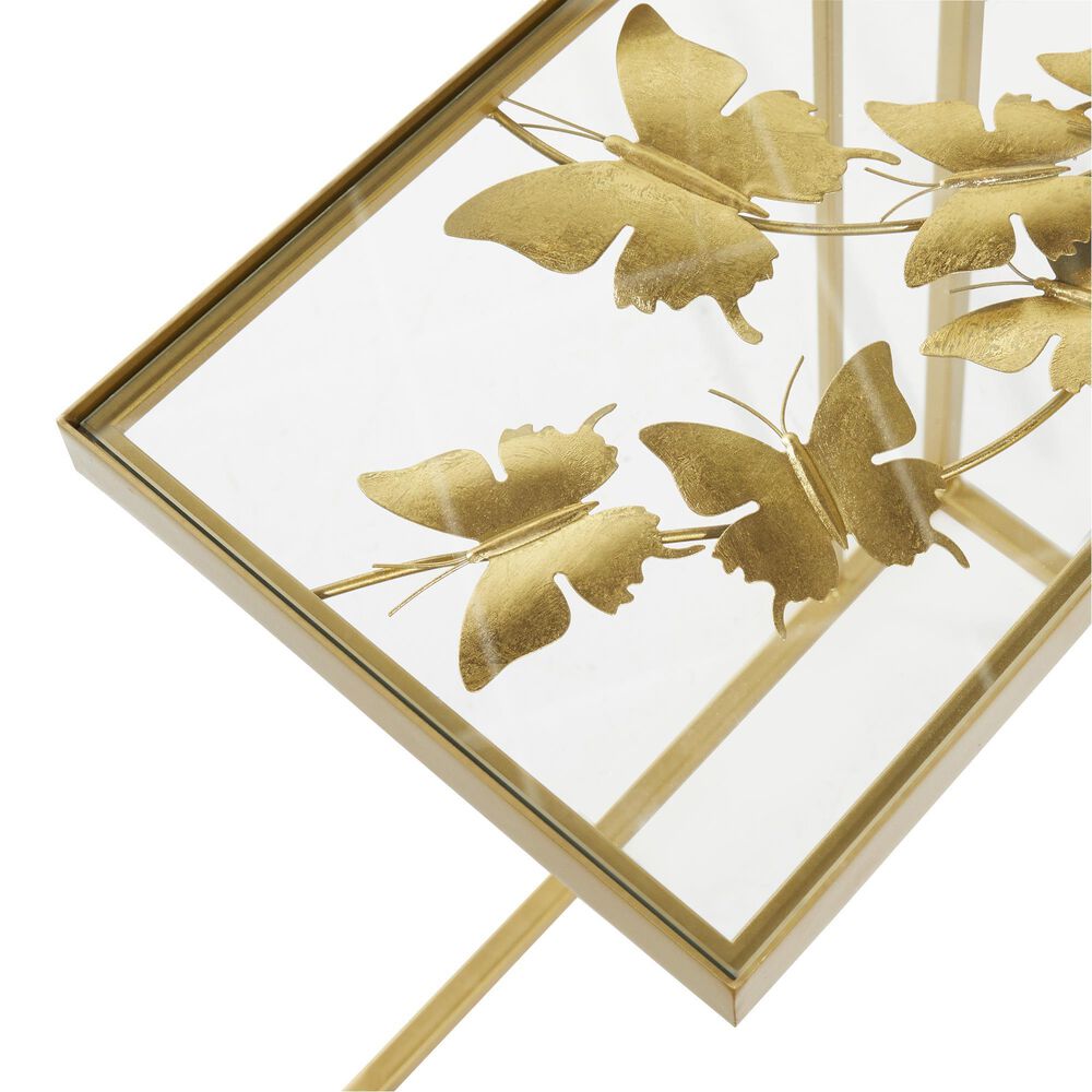 Uma Enterprises 25&quot; Contemporary Accent Table in Gold, , large