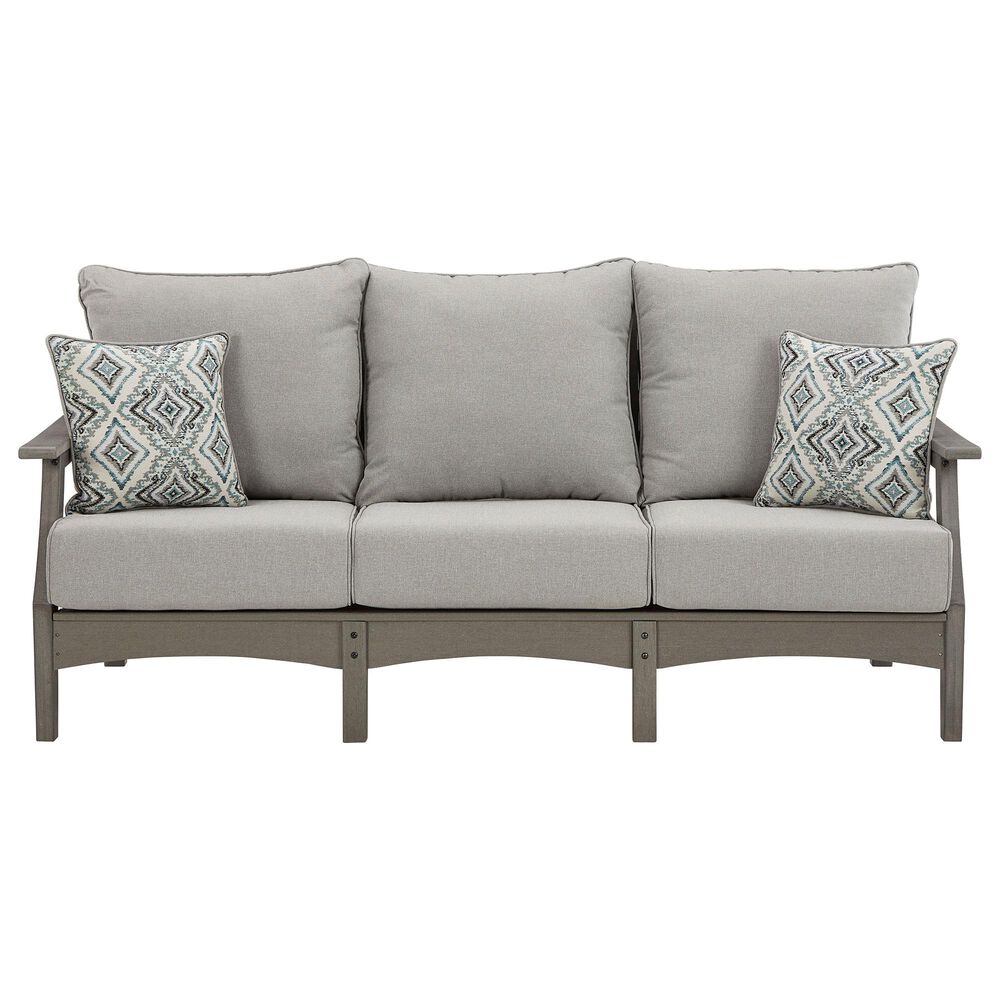 Signature Design by Ashley Visola Stationary Sofa with Cushion in Gray, , large