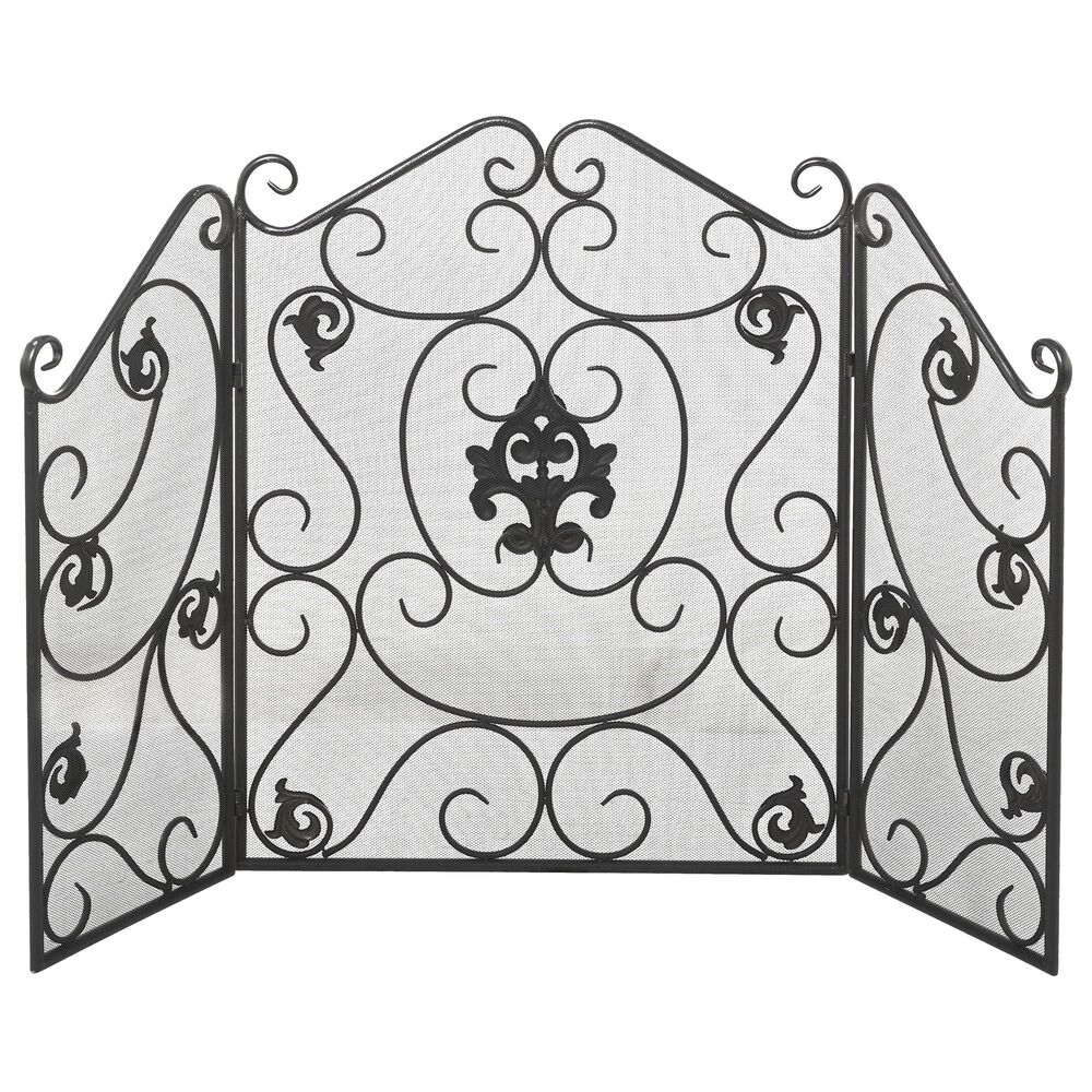 Maple and Jade 47&quot; x 30&quot; Fireplace Screen in Black, , large