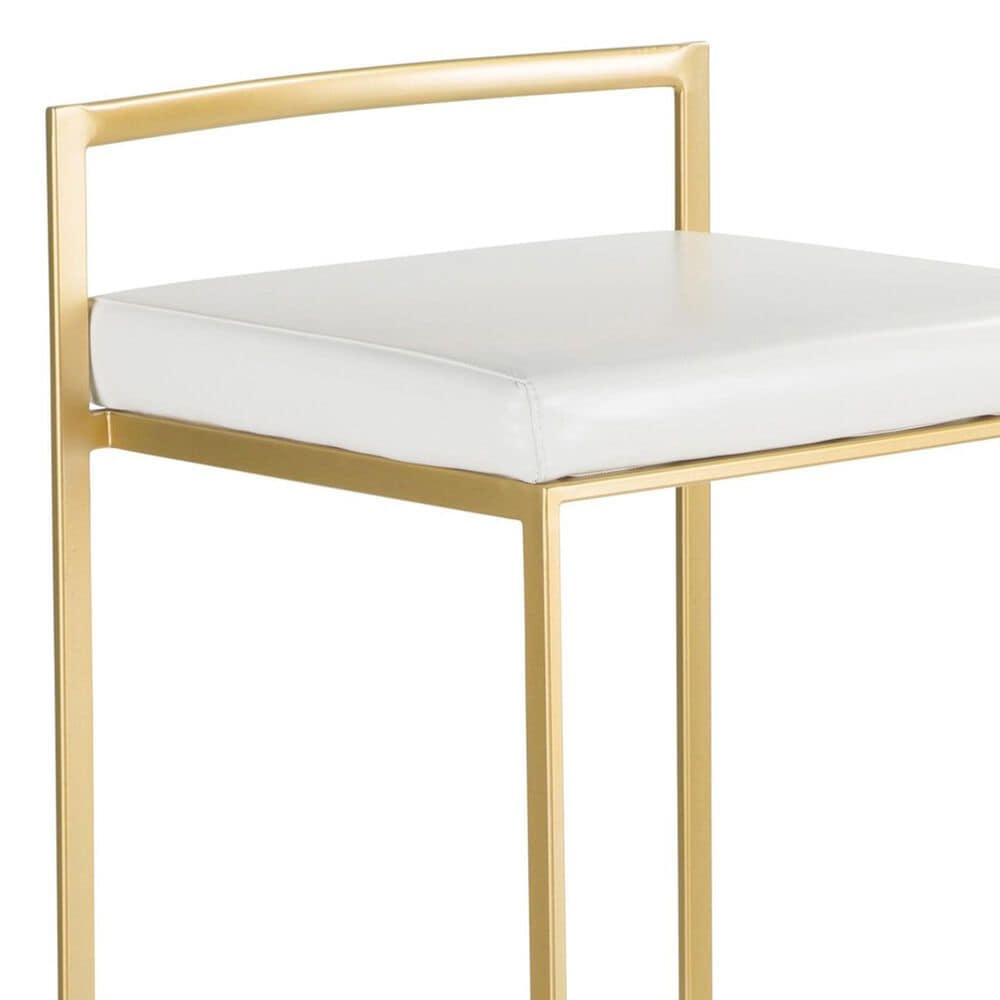 Lumisource Fuji Stackable Barstool with White Faux Leather in Gold &#40;Set of 2&#41;, , large