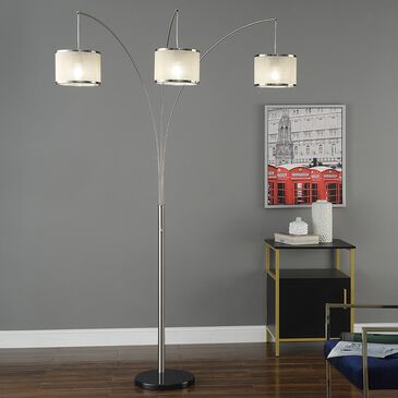 Anthony California 86" 3-Arm Arc Lamp in Satin Nickel, , large
