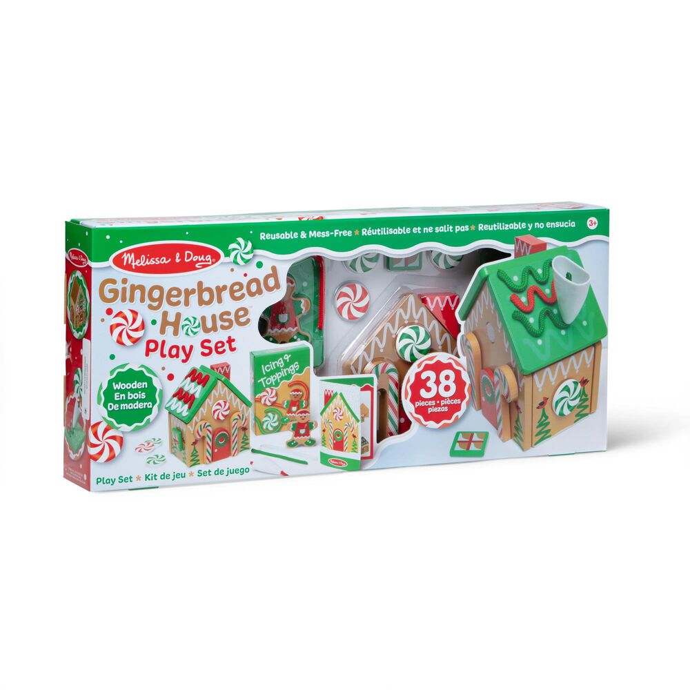 Melissa & Doug Wooden Gingerbread House Play Set, , large