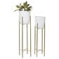 Maple and Jade Dome Planter with Removable Stand in Polished White and Gold (Set of 2), , large