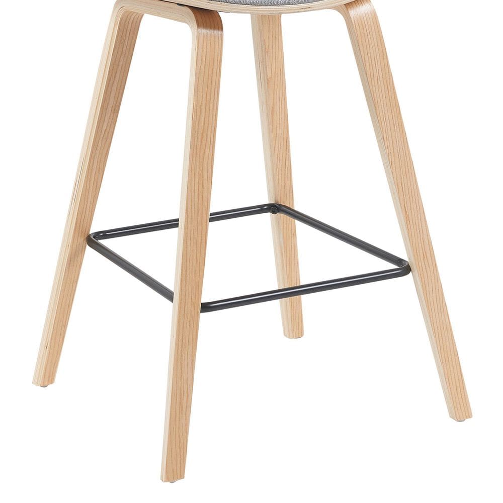 Armen Living Fox Counter Height Stool with Gray Upholstery in Patterned Oak, , large