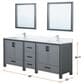 Lexora Home Ziva 84" Double Bathroom Vanity in Dark Grey with 2 cm White Cultured Marble Top and Rectangular Sinks, , large
