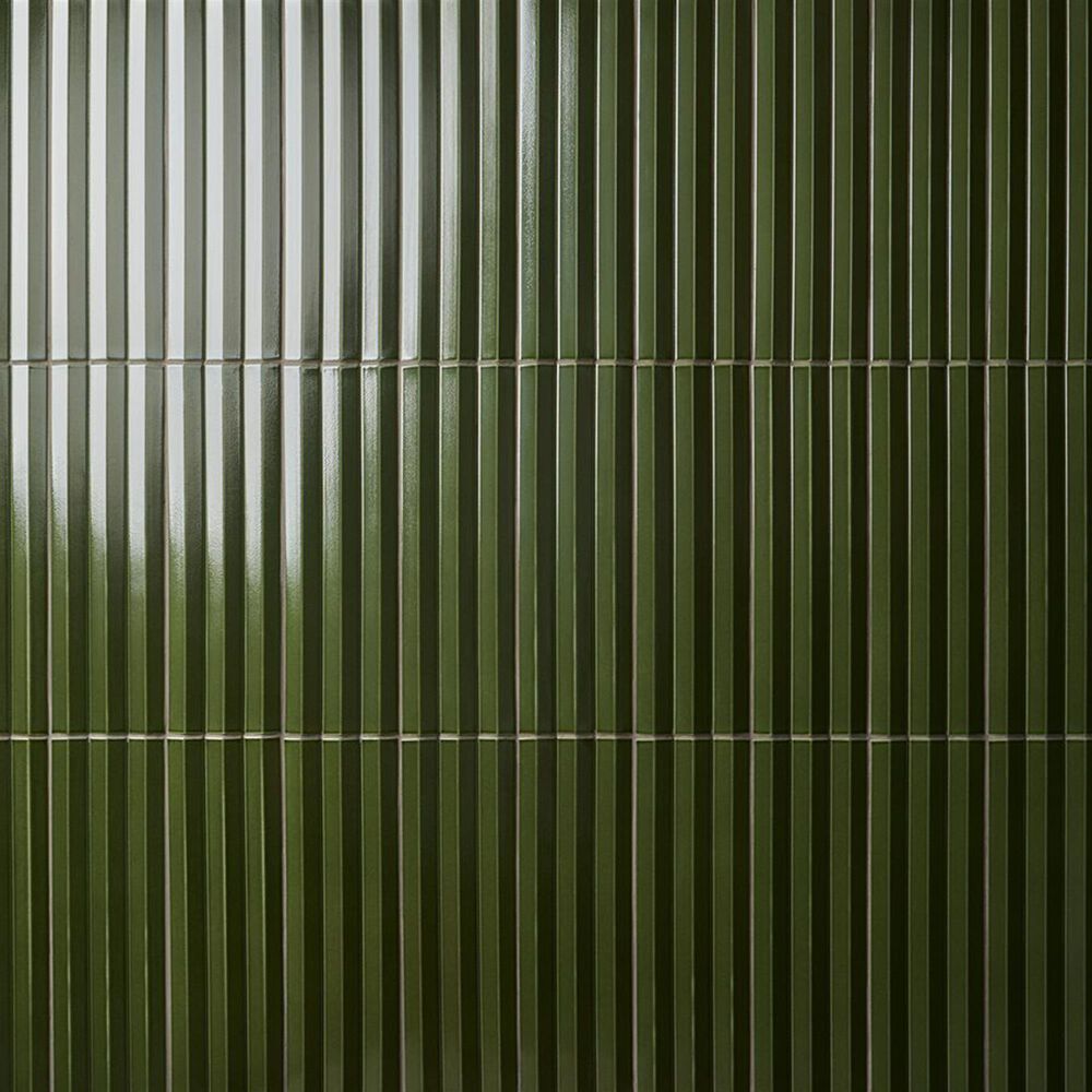 Soho Studio Accordion Verde Green 5" x 16" Porcelain Tile, , large