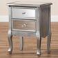 Baxton Studio Leonie 2-Drawer Nightstand in Silver/Mirror, , large