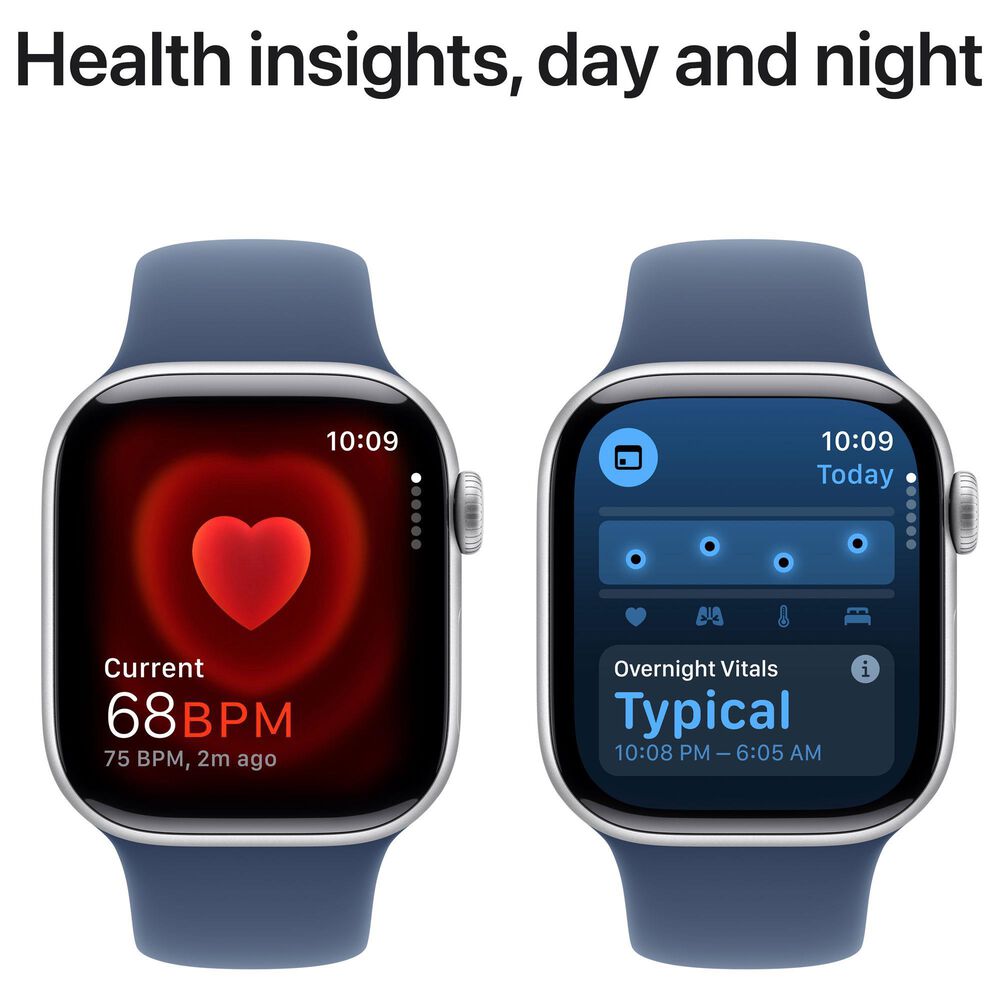 Apple Watch Series 10 GPS 42mm Silver Aluminum Case with Denim Sport Band - S/M, , large