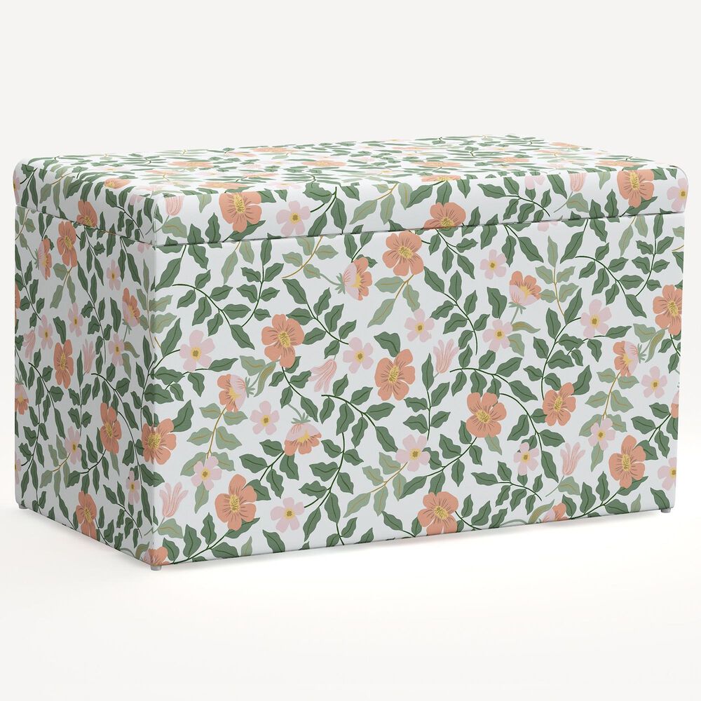 Rifle Paper Co Crafted by Cloth & Company Willie Storage Bench in Primrose Blush/Cream, , large