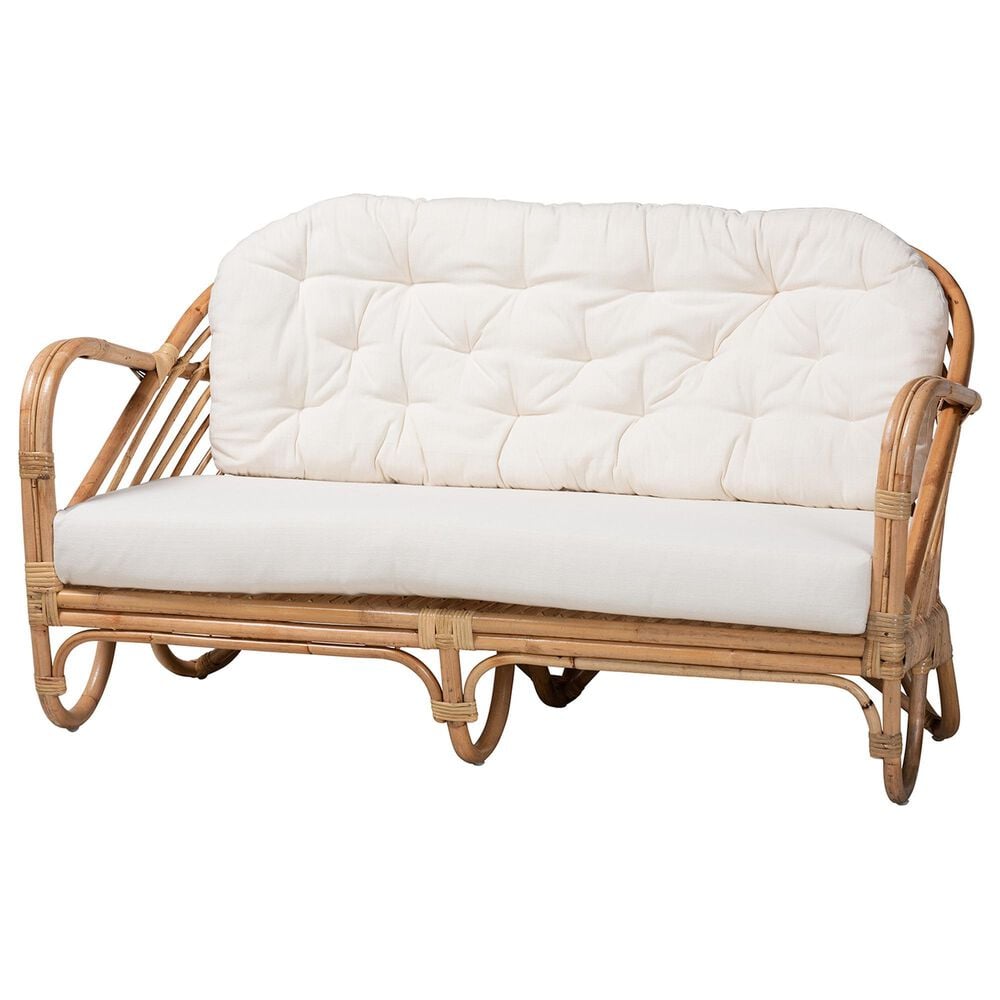 Baxton Studio Aliane Stationary Loveseat in White, , large