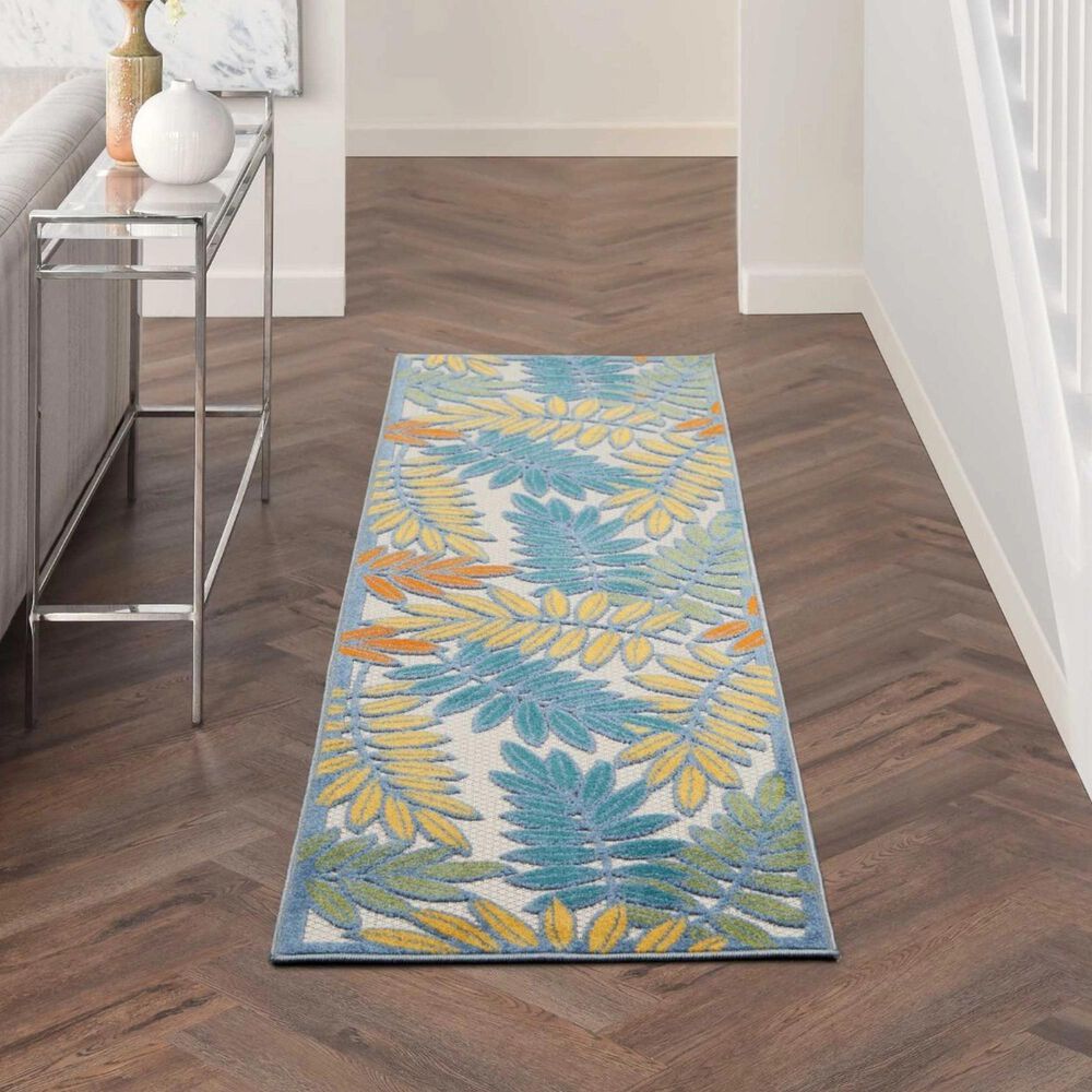 Nourison Aloha ALH18 2&#39; x 6&#39; Ivory and Multicolor Indoor/Outdoor Runner, , large