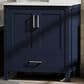Lexora Home Jacques 30" Single Bathroom Vanity in Navy Blue with 2 cm White Quartz Top and Rectangular Sink, , large
