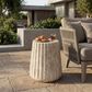 Hearth and Haven Outdoor Carved Side Table with Faux Natural Stone Texture in Gold, , large