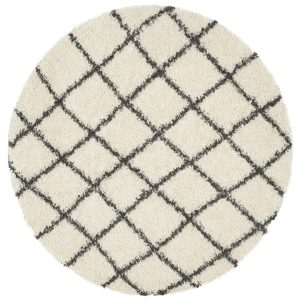 Safavieh Dallas Shag SGD258H-6R 6&#39; Round Ivory/Dark Grey Area Rug, , large