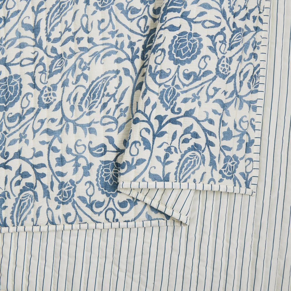Peking Handicraft Eden Paisley 3-Piece Full/Queen Quilt Set in Blue, , large