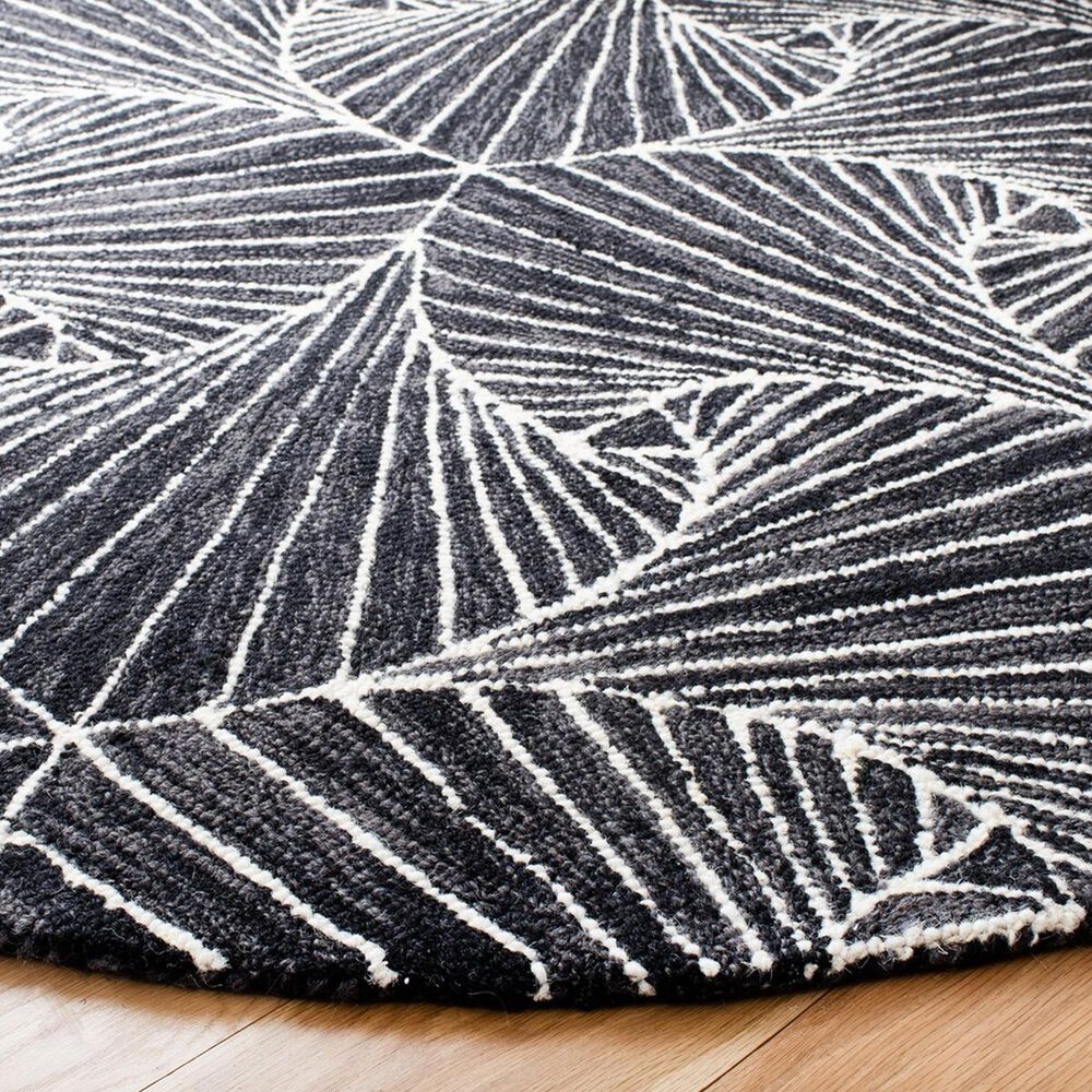 Safavieh Micro-Loop MLP174H 5&#39; Round Charcoal and Ivory Area Rug, , large