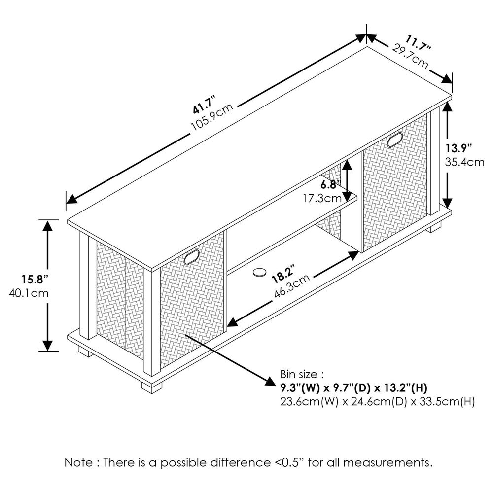 HOMLUX 41.7" Entertainment Center TV Stand with Storage Bins in Americano and Black, , large