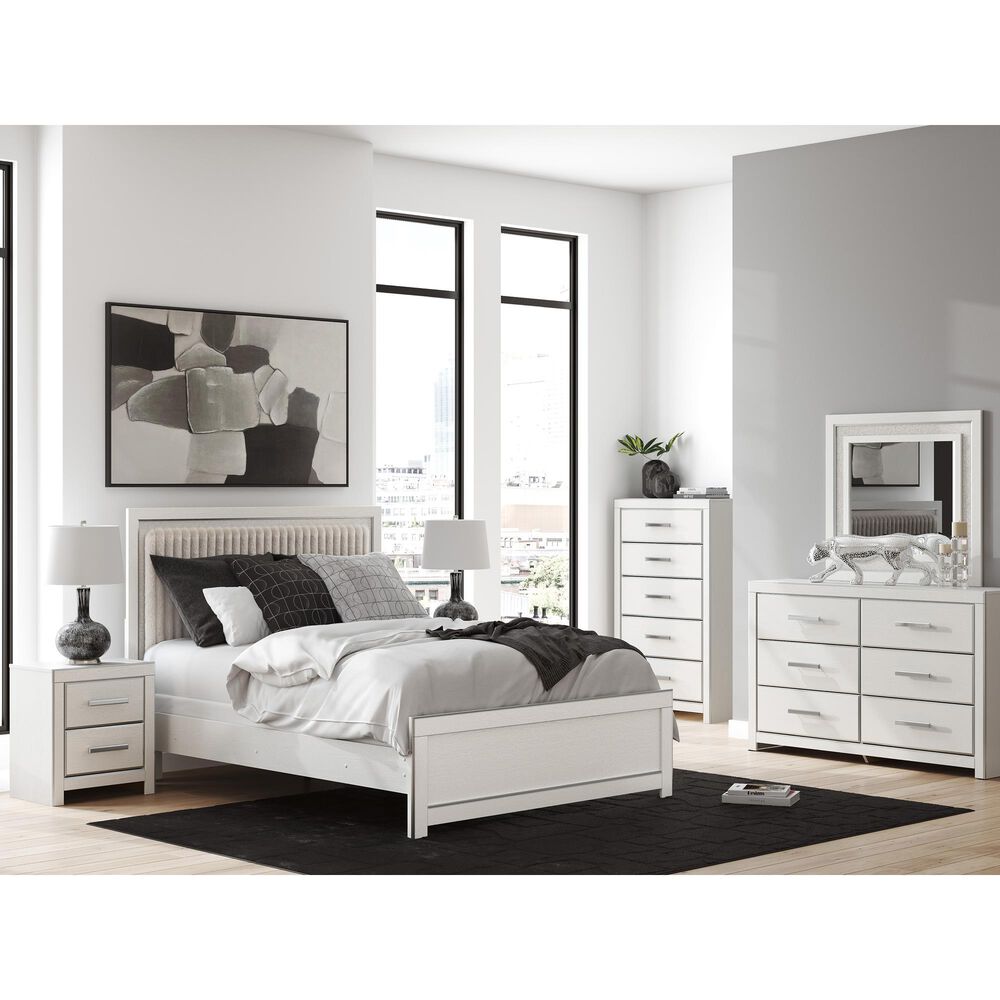 Ashley Zuraleus 3-Piece Queen Upholstered Panel Bedroom Set in Matte White, , large