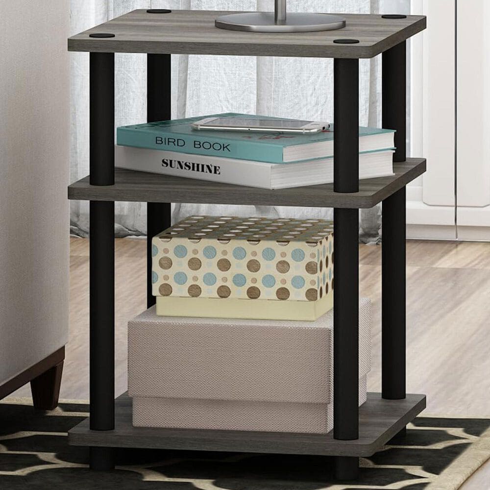 HOMLUX 3-Tier Side Table in French Oak and Black, , large