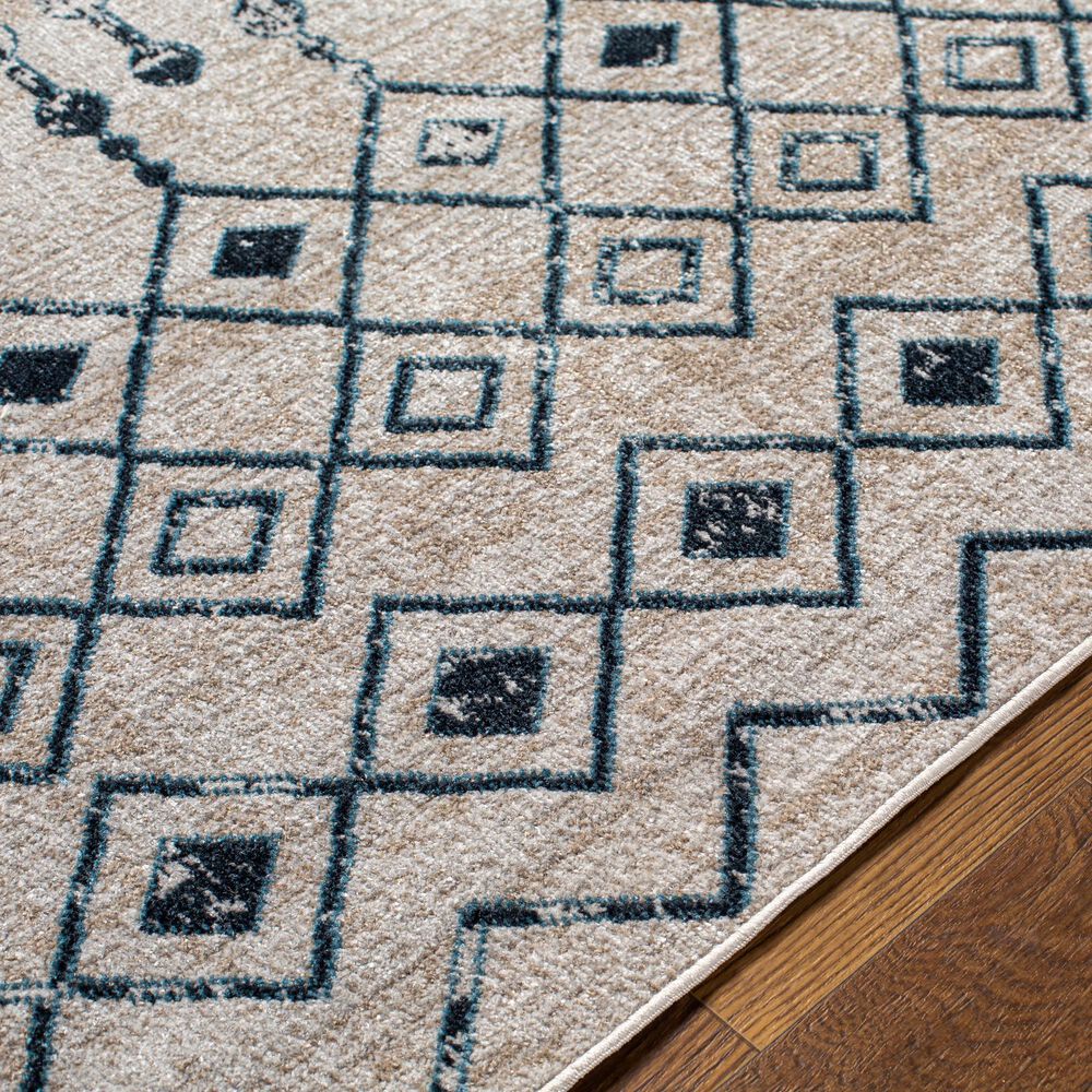 Surya Lavadora 2&#39;7&quot; x 7&#39;3&quot; Ink Blue, Blue, Light Beige and Light Gray Runner, , large