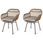 Hearth and Haven Rodney Outdoor Chair with Beige Cushion in Brown (Set of 2), , large