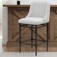 Armen Living Marvin Bar Height Stool with Ivory Upholstery in Antique Pewter, , large