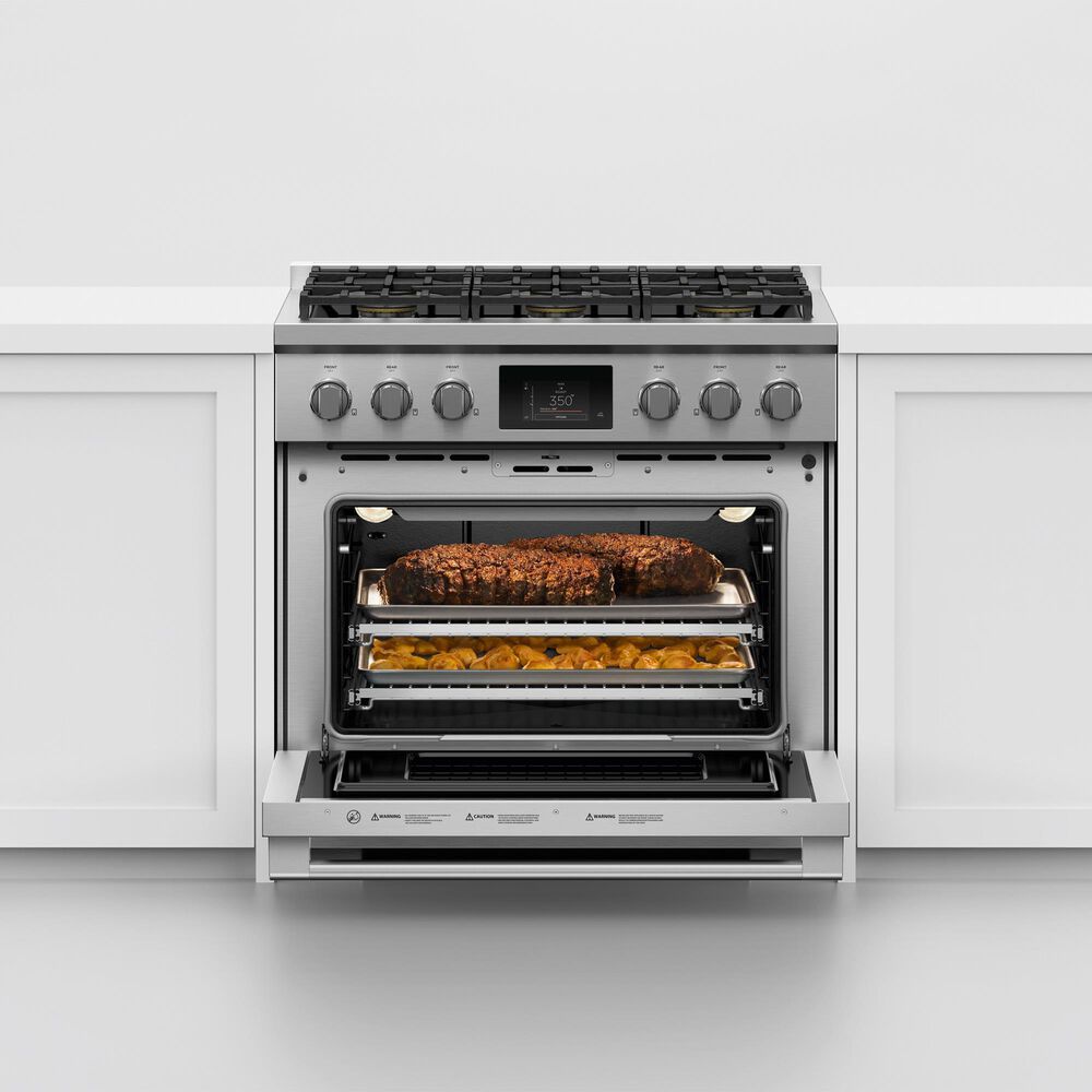 Fisher and Paykel 36" Professional Dual Fuel Range with Natural Gas in Stainless Steel