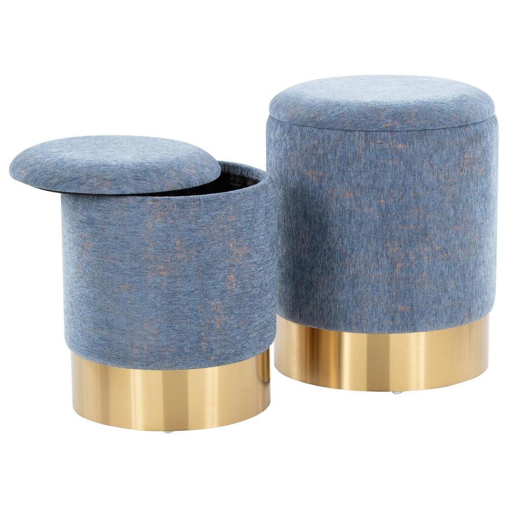 Lumisource Marla 2-Piece Nesting Ottoman Set in Blue, , large