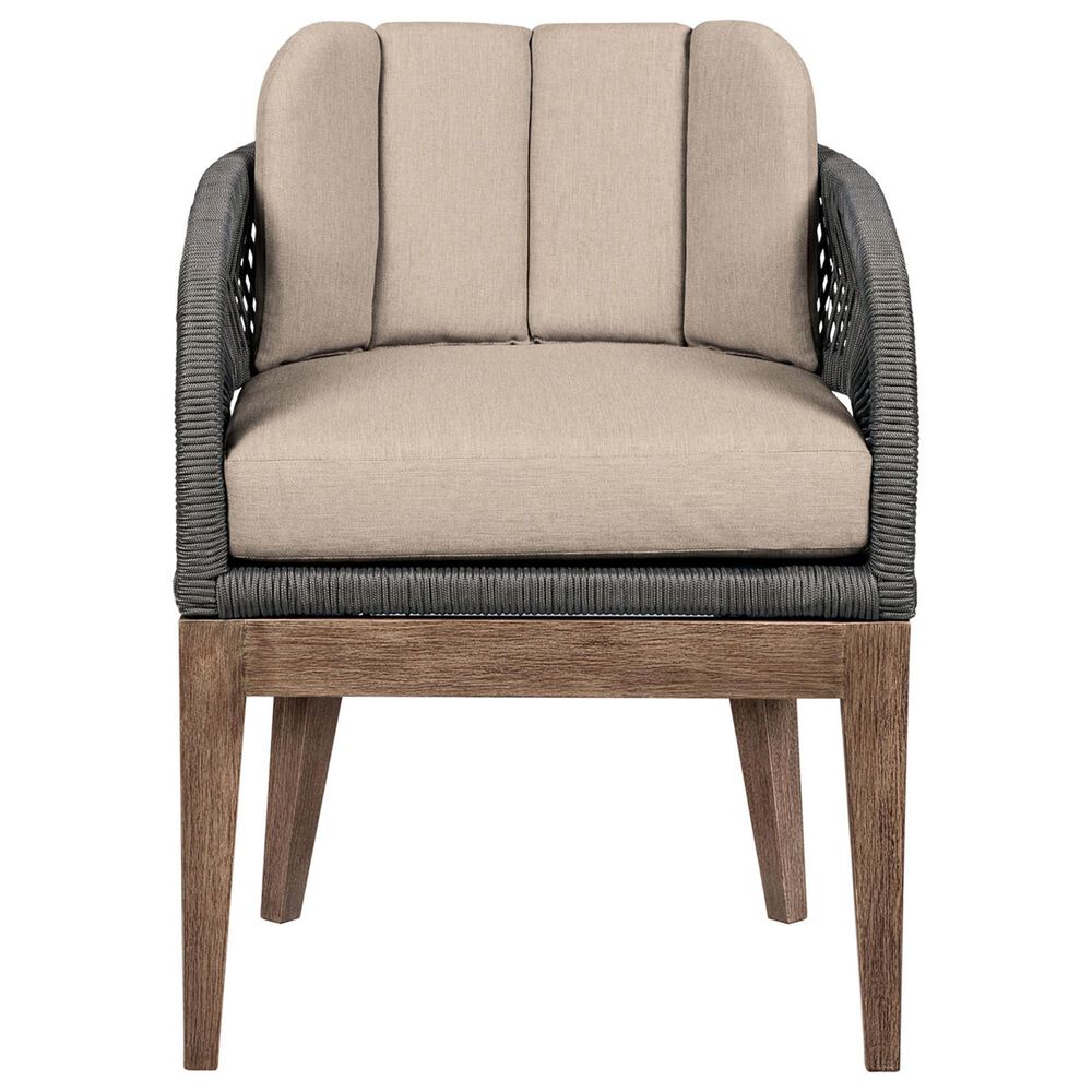 Blue River Orbit Outdoor Dining Chair with Taupe Cushion in Weathered Eucalyptus, , large