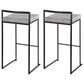 LumiSource Fuji 34" Stacker Bar Stool with Light Grey Cowboy Upholstery in Black (Set of 2), , large