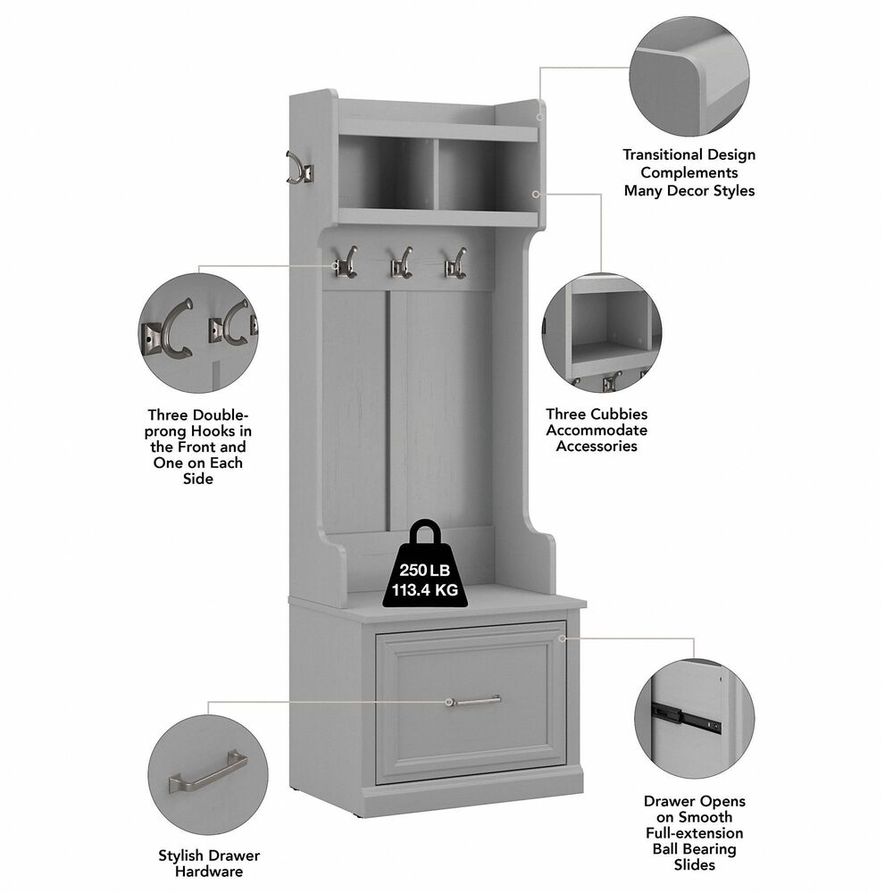 Bush Woodland Hall Tree with Storage Bench in Cape Cod Gray Nebraska