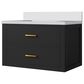 Lexora Home Castor 30" Single Bathroom Vanity in Black with 2 cm White Cultured Marble Top and Rectangular Sink, , large