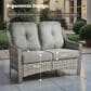 HOMLUX Outdoor Rattan Loveseat with Ergonomic Backrest in Dark Gray, , large