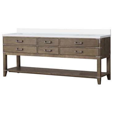 Lexora Home Norwalk 84" Double Bathroom Vanity in Grey Oak with White Quartz Top and Rectangular Sinks, , large