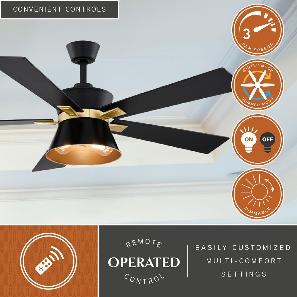 Vaxcel Scottsdale 52" LED Ceiling Fan in Black and Gold, , large
