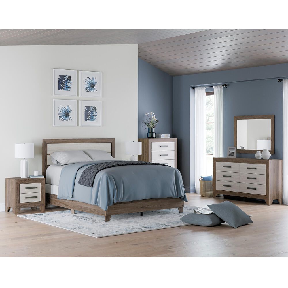 Ashley Sharnari 3-Piece Queen Bedroom Set in Warm Gray, Brown and Antique White Laminate, , large