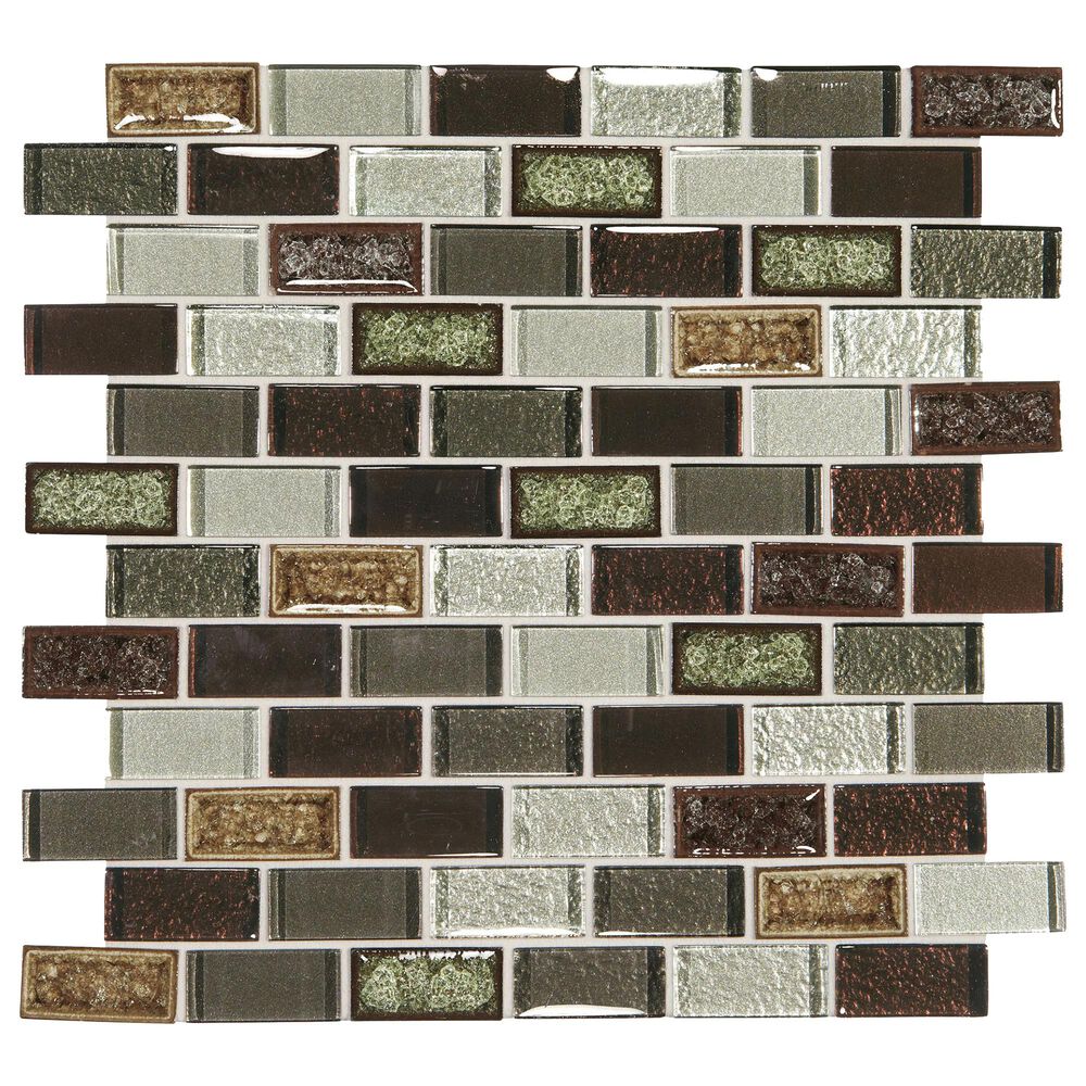 Dal-Tile Crystal Shores Hazel Harbor 1" x 2" on 12.75" x 11.75" Glass Mosaic Sheet, , large