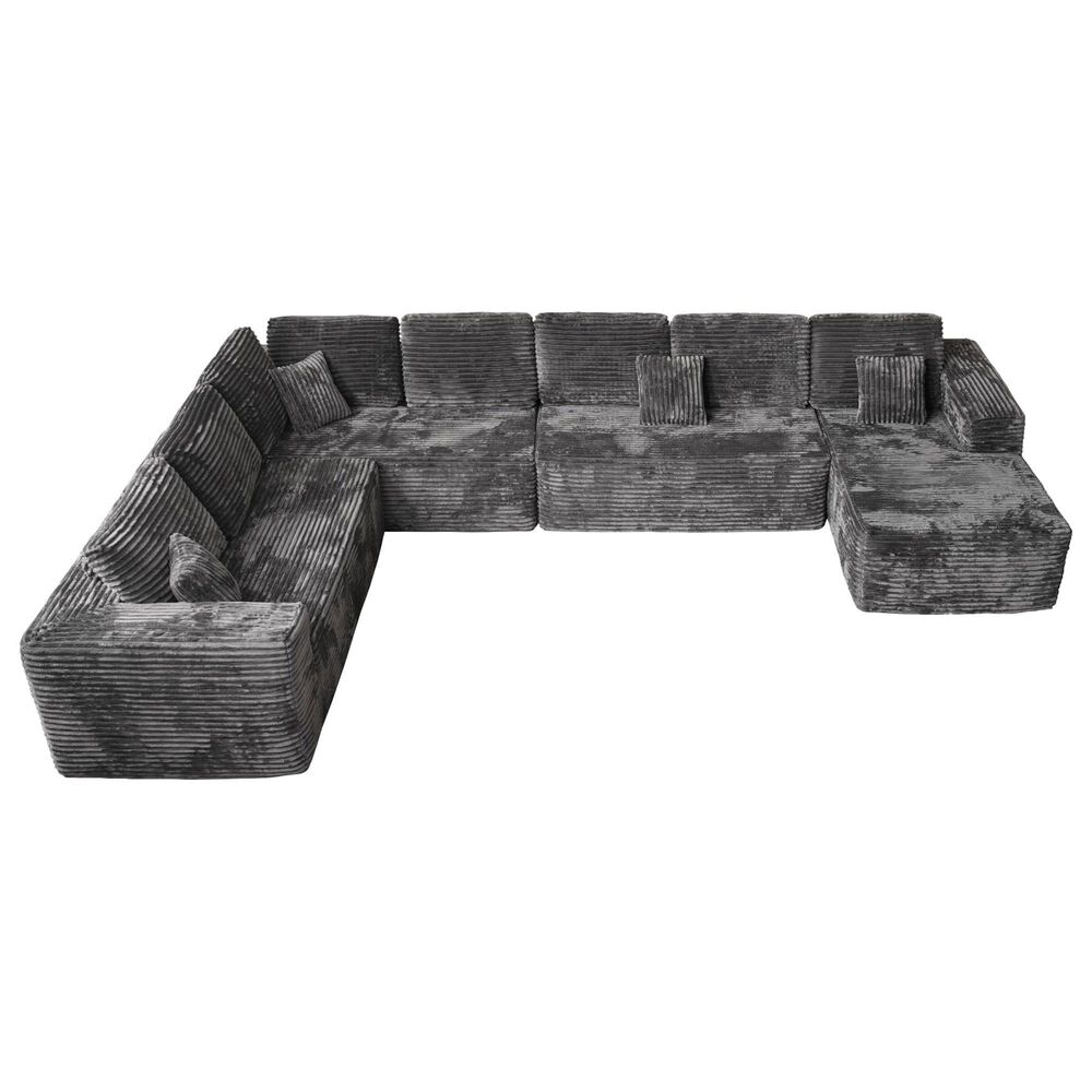 HOMLUX 4-Piece Mod U-Sectional with Chaise in Gray, , large