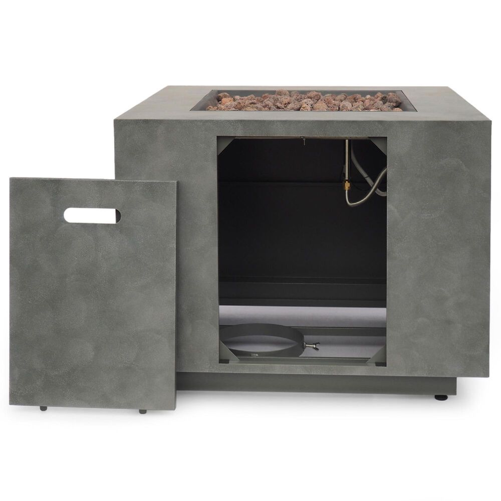 Noble House Wellington 33&quot; Square Concrete-Look Fire Pit in Brushed Brown, , large