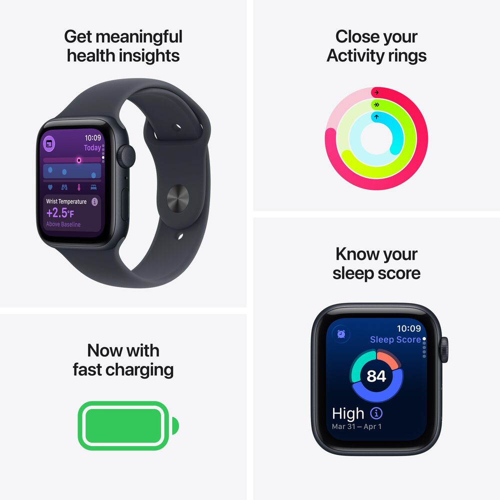 Apple Watch SE 3 &#40;GPS&#41; 44mm Midnight Aluminum Case with Midnight Sport Band - M/L - Midnight - &#40;2025&#41;&#40;Pre-Order&#41;, , large
