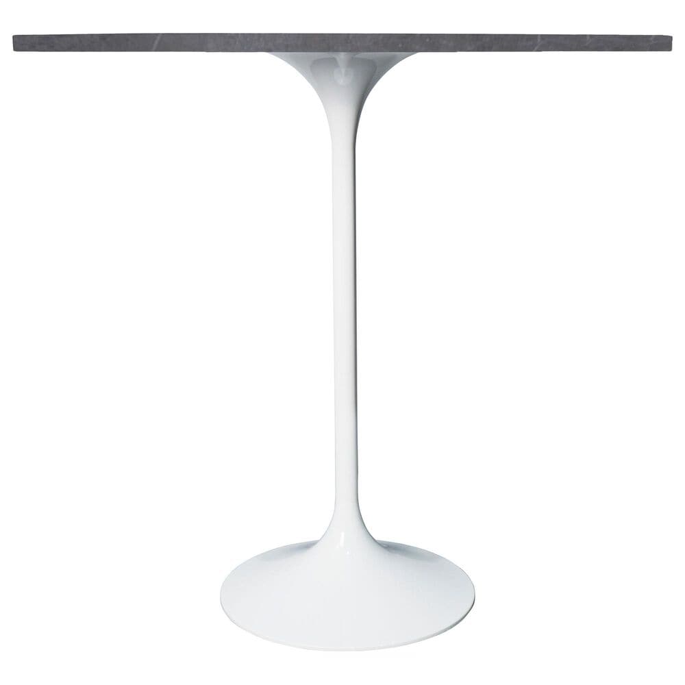 Leisuremod LeisureMod Verve Collection Modern Bar Height Table White Base with 48 Round Marble Grey Sintered Stone Top, , large