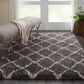 Nourison Luxe Shag LXS02 9" x 12" Charcoal and Beige Area Rug, , large