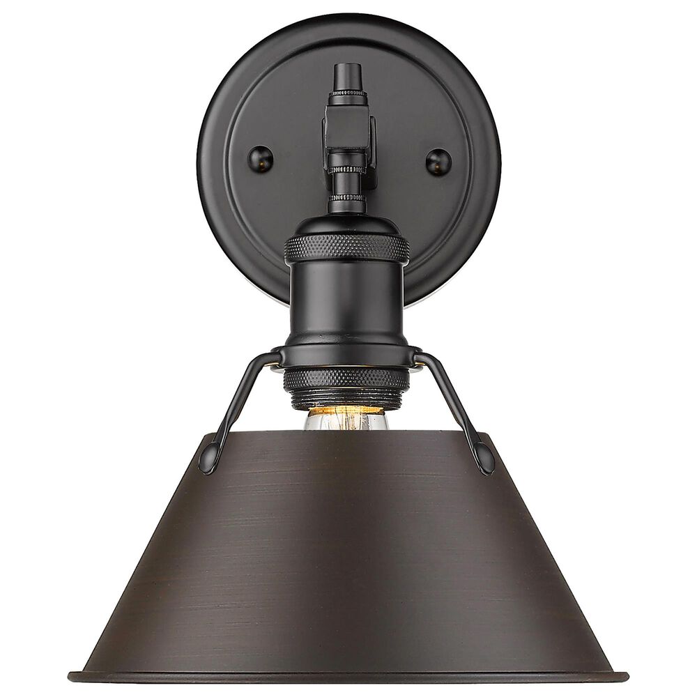 Golden Lighting Orwell 1-Light Bath Vanity in Matte Black/ Rubbed Bronze Shade, , large