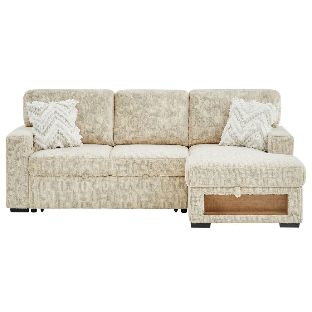 Modern Market Stationary Right Facing Sofa Bed with Bluetooth Speaker in Ivory, , large