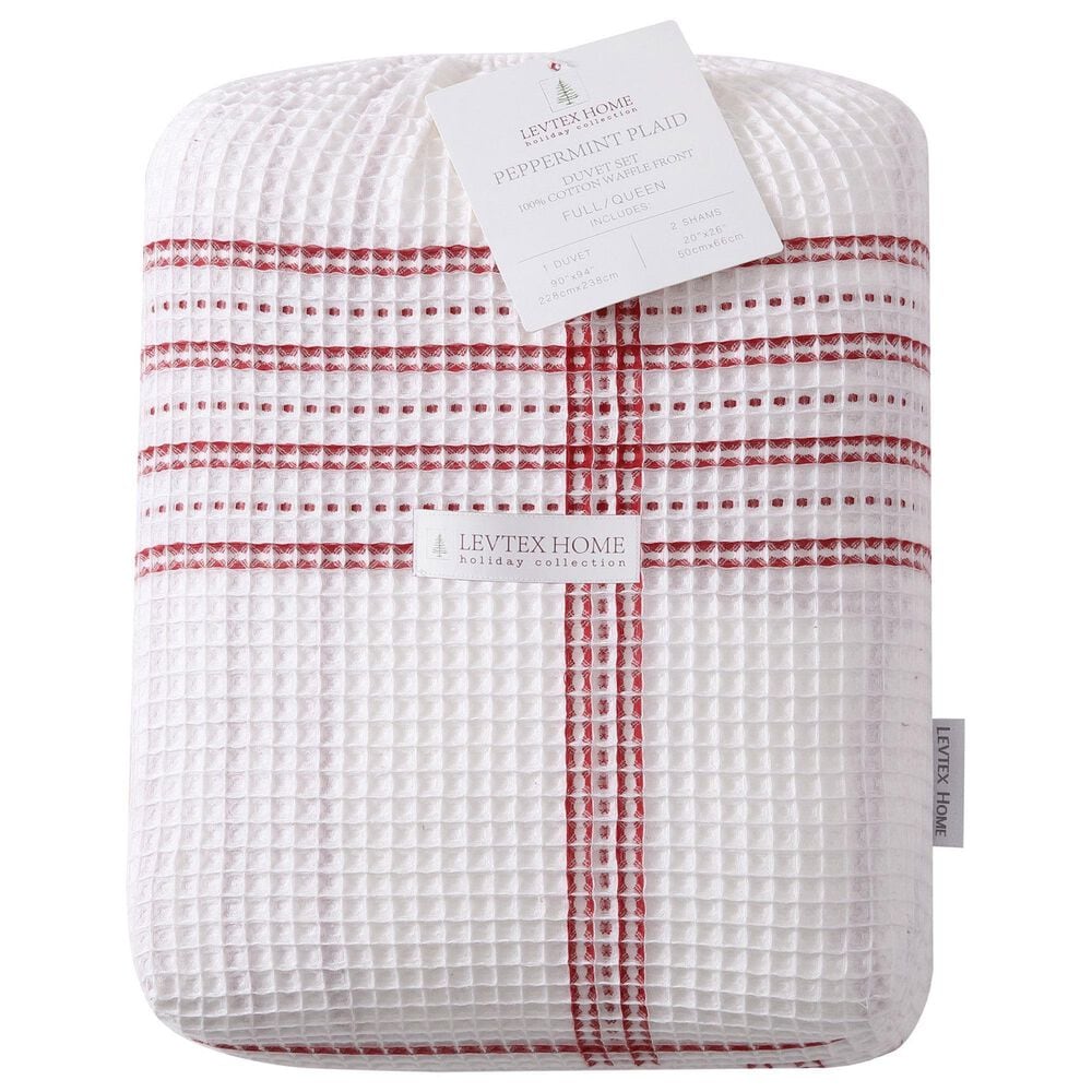 Levtex Waffle Plaid 3-Piece King/California King Comforter Set in Peppermint Red and Cream, , large