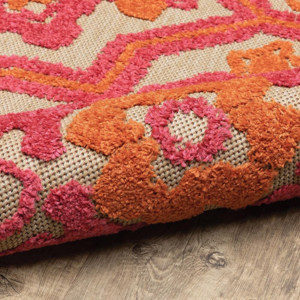 Oriental Weavers Cayman Sand and Pink 3'10" x 5'5" Indoor/Outdoor Area Rug, , large